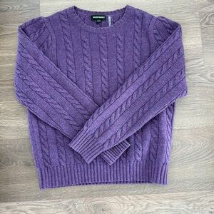 REPEAT Purple Heathered Cable Sweater 90% Wool 10% Cashmere Women’s M 40